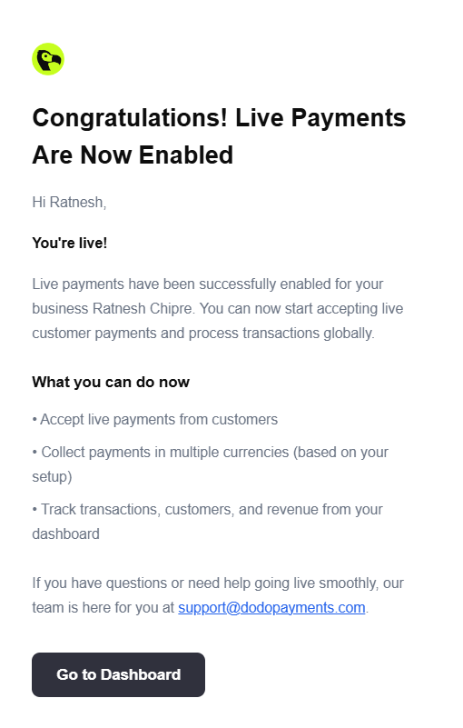 Dodo Verification Email